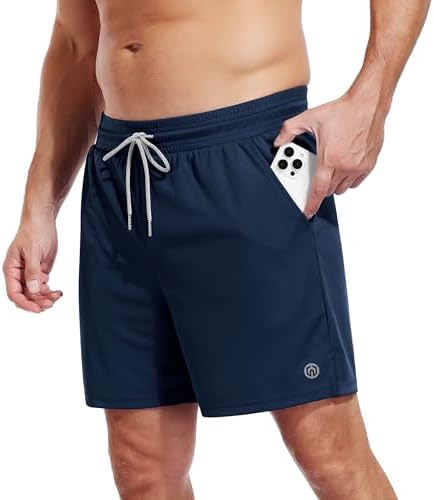 NELEUS 2 in 1 Athletic Shorts for Men 5.5" Dry Fit Workout Running Shorts with Pockets, 1 Pack, Navy Blue