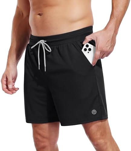 NELEUS 2 in 1 Athletic Shorts for Men 5.5" Dry Fit Workout Running Shorts with Pockets, 1 Pack, Black