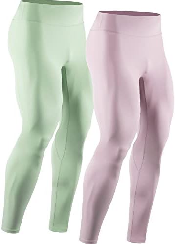 NELEUS Men's 2 Pack Compression Pant Running Leggings, 6107 Pink/Light Green
