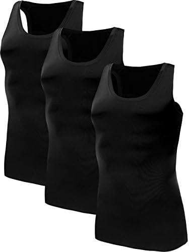NELEUS Men's 3 Pack Compression Shirt Sport Athletic Workout Tank Top, Black