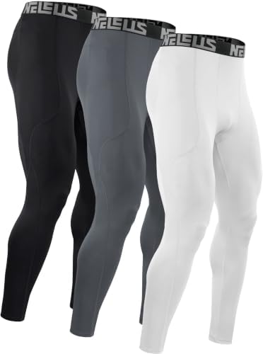 NELEUS Men's Compression Pants Running Tights Workout Leggings Athletic Base Layer, Black, Grey, White