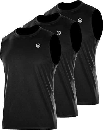 NELEUS Men's Dry Fit Workout Athletic Tank Basketball Running Shirts, Black/Black/Black