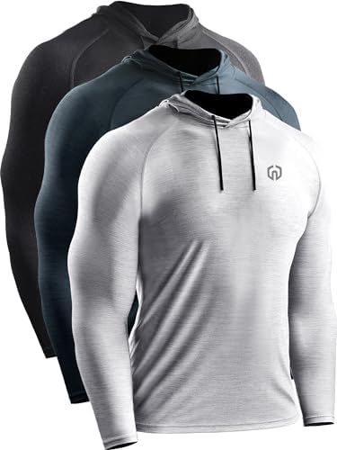 NELEUS Men's Long Sleeve Dry Fit Workout Shirt with Hood