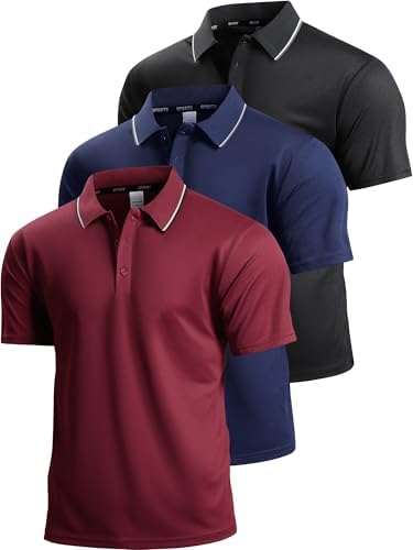 NELEUS Mens Polo Shirts Quick Dry Short Sleeve Golf T Shirt Performance Moisture Wicking Casual Workout, Black+Grey+White