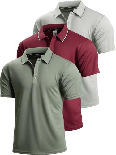 NELEUS Mens Polo Shirts Quick Dry Short Sleeve Golf T Shirt Performance Moisture Wicking Casual Workout, Black+Blue+Green