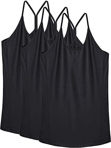 NELEUS Women's Running Tank Tops Racerback Athletic Workout Yoga Shirts, 3 Pack, Black/Black/Black