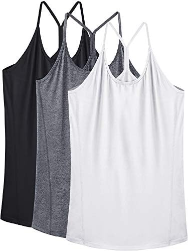 NELEUS Women's Running Tank Tops Racerback Athletic Workout Yoga Shirts, 3 Pack, Black/Grey/White