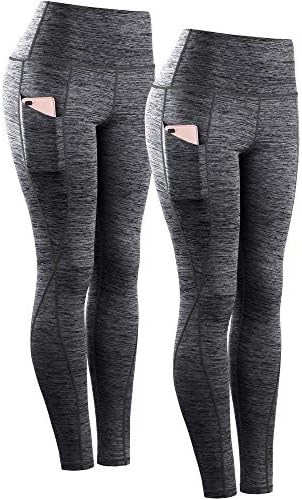 NELEUS Women's Yoga Pant Running Workout Leggings with Pocket Tummy Control High Waist, 2 Pack, Black